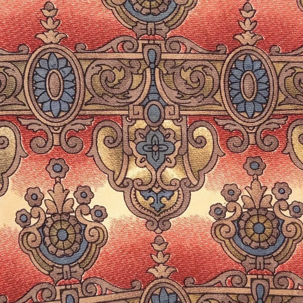 Vtg Oscar de la Renta Silk Tie Old World‎ Necktie Geometric Designer Silky USA